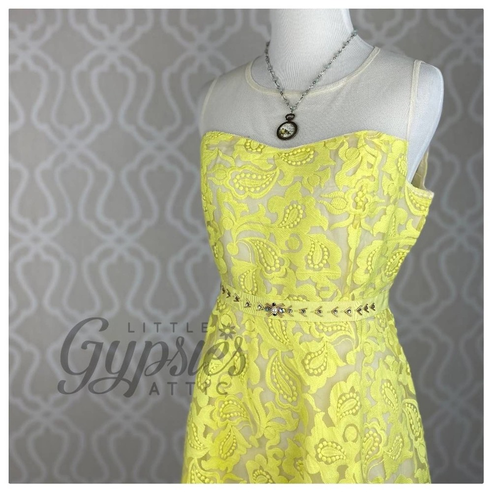 Ryu Lemon Flowers Jeweled Cocktail Dress - Picture 5 of 14